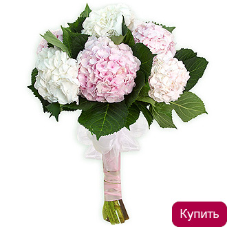 Букет из разноцветных гортензий
