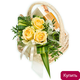 Композиция с персиковыми розами Мгновение